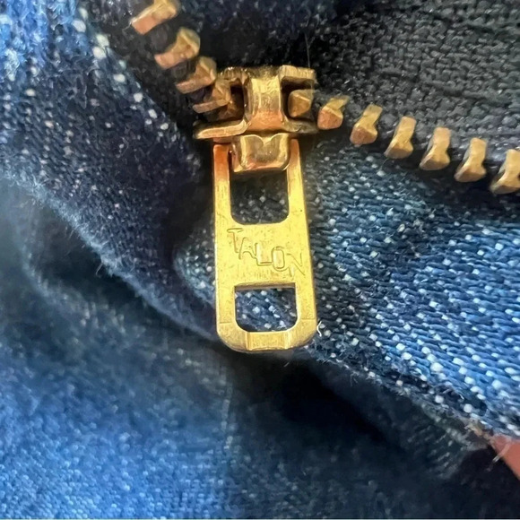 vintage ROEBUCK & CO Jeans Talon 42 Zipper Rainbow Embroidery on Pocket Size XS - Picture 8 of 14